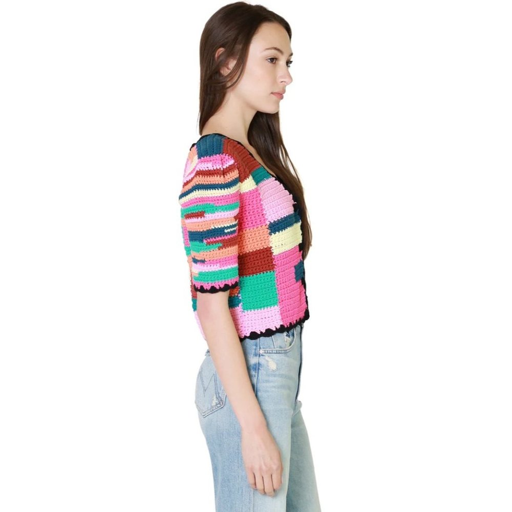 NWT $315 TACH TINI CROCHET MULTI COLORBLOCK STRIPE HAND KNIT CARDIAN  SIZE XS - Picture 8 of 16